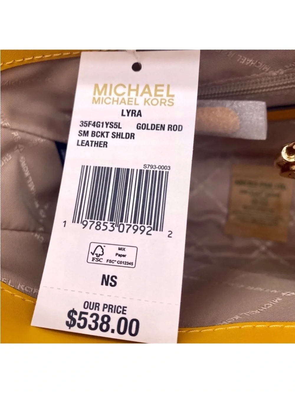 Michael Kors Yellow Leather Shoulder Tote with MK Charm